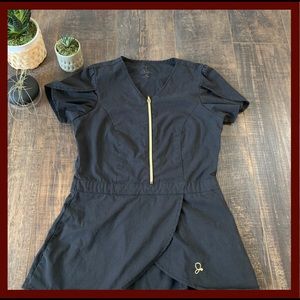 Januu Peplum Scub Top with Gold Accent Zipper